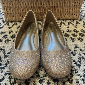Hot Cakes Rose Gold Glitter Embellished Ballet Flats
